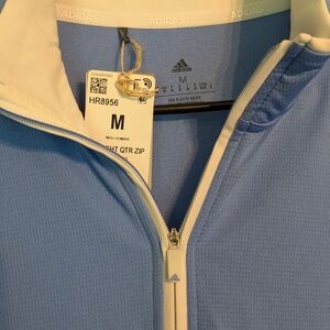 Adidas Women's medium Light Blue and White Zip Pullover